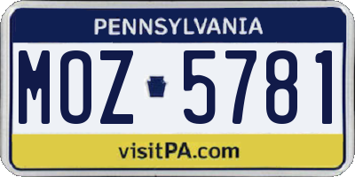 PA license plate MOZ5781