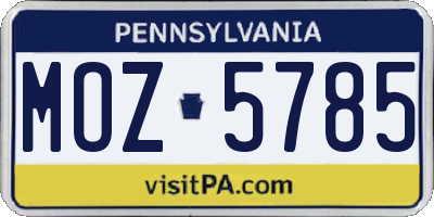 PA license plate MOZ5785
