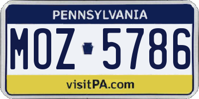 PA license plate MOZ5786