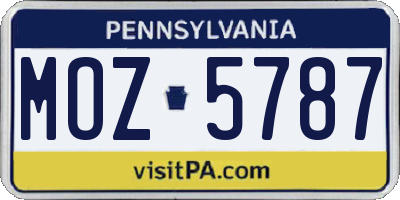 PA license plate MOZ5787