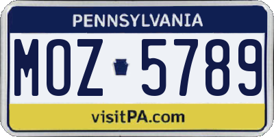 PA license plate MOZ5789