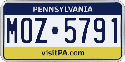 PA license plate MOZ5791