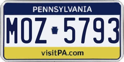 PA license plate MOZ5793