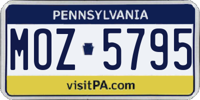 PA license plate MOZ5795