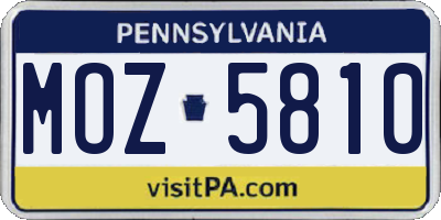 PA license plate MOZ5810