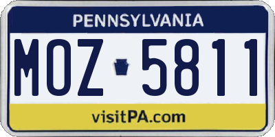 PA license plate MOZ5811