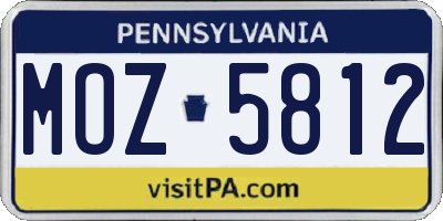 PA license plate MOZ5812