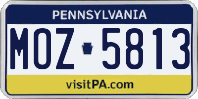 PA license plate MOZ5813