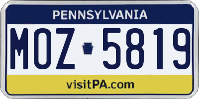 PA license plate MOZ5819