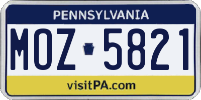 PA license plate MOZ5821