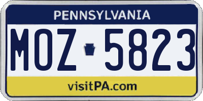 PA license plate MOZ5823