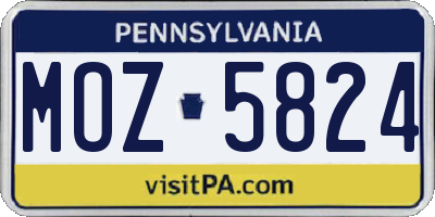 PA license plate MOZ5824