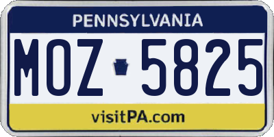 PA license plate MOZ5825