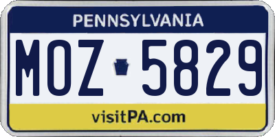 PA license plate MOZ5829