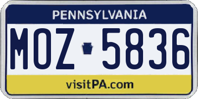 PA license plate MOZ5836