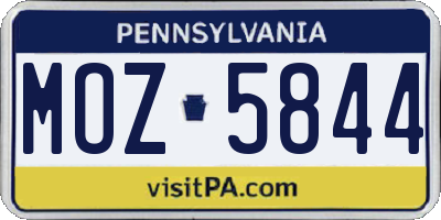 PA license plate MOZ5844