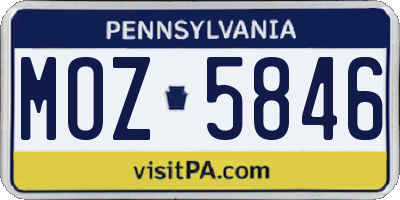PA license plate MOZ5846
