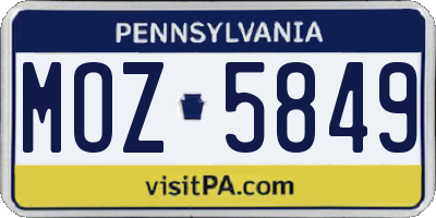 PA license plate MOZ5849