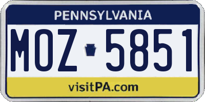 PA license plate MOZ5851
