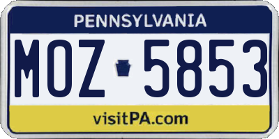 PA license plate MOZ5853