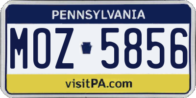 PA license plate MOZ5856