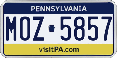 PA license plate MOZ5857