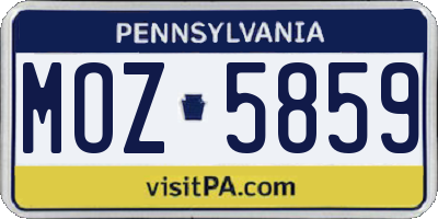 PA license plate MOZ5859