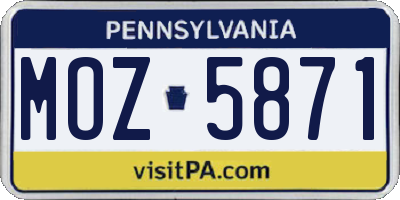 PA license plate MOZ5871