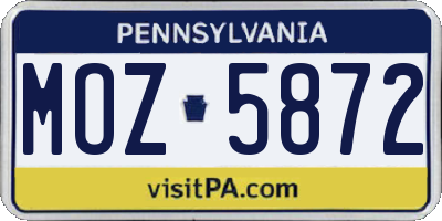 PA license plate MOZ5872
