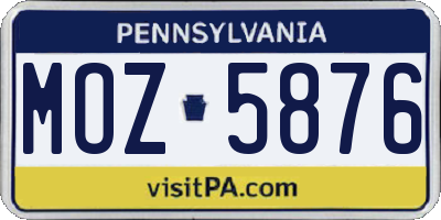 PA license plate MOZ5876