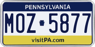 PA license plate MOZ5877