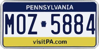 PA license plate MOZ5884