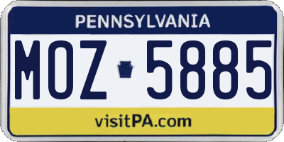 PA license plate MOZ5885