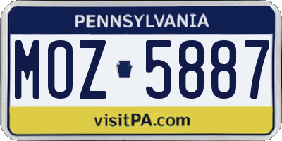 PA license plate MOZ5887