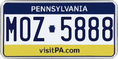 PA license plate MOZ5888