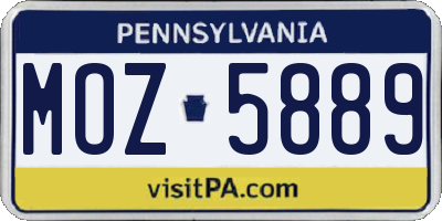 PA license plate MOZ5889