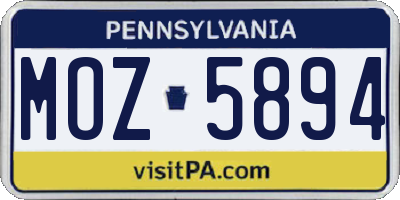 PA license plate MOZ5894