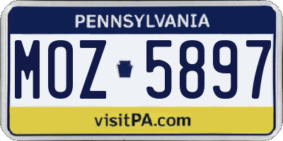 PA license plate MOZ5897