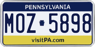 PA license plate MOZ5898