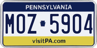 PA license plate MOZ5904