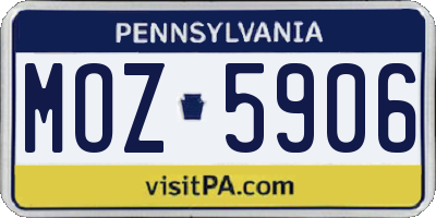 PA license plate MOZ5906