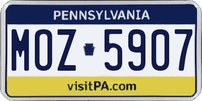 PA license plate MOZ5907
