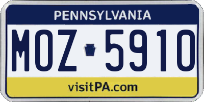 PA license plate MOZ5910
