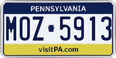 PA license plate MOZ5913