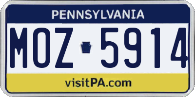 PA license plate MOZ5914