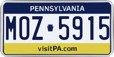 PA license plate MOZ5915