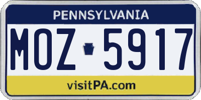 PA license plate MOZ5917