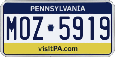 PA license plate MOZ5919