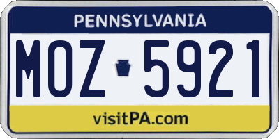 PA license plate MOZ5921