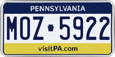 PA license plate MOZ5922